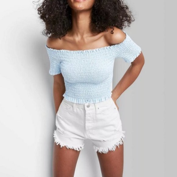 Wild Fable Women's High-Rise Frayed Hem Jean Shorts 8